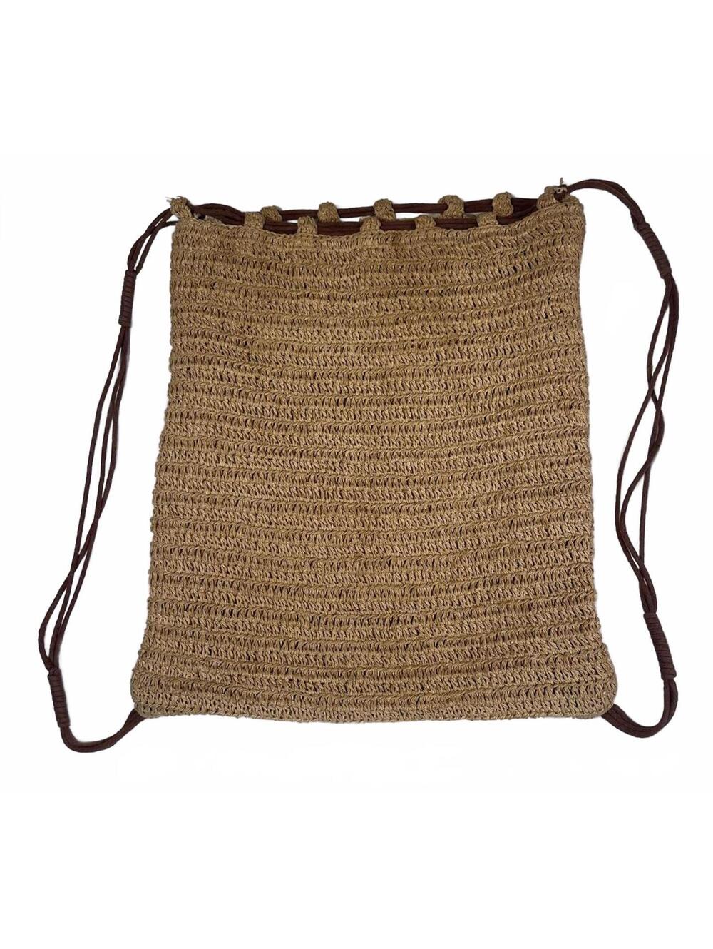 Vintage Old Navy Woven Straw Drawstring Backpack 2002